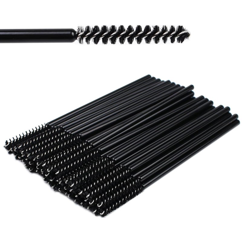 SenRocc Mini Disposable Skinny Mascara Wands 50pcs Micro Eyelash Brush Small Makeup Brush Applicators Eyebrow Spoolies (Skinny-P-Black-50) - Image 1